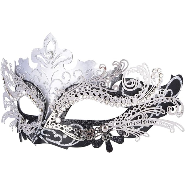 Venetiansk maske (svart sølv), for maskeradeball og kostyme, for kvinner