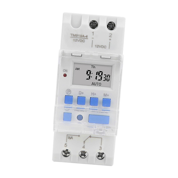 Veckotimer 12V DC 16A LCD-display med nedräkningsfunktion och utbytbart batteri