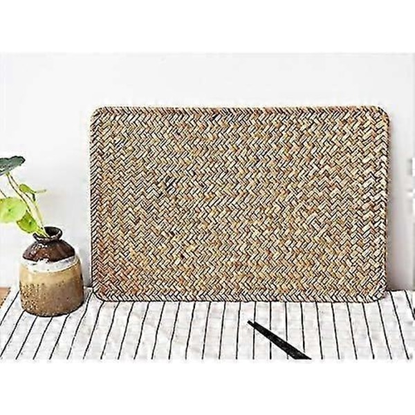 Pajukori aluset, 4 kpl, 43 x 30 cm, suorakulmaiset rottinkialuset, luonnolliset meriruohomatot