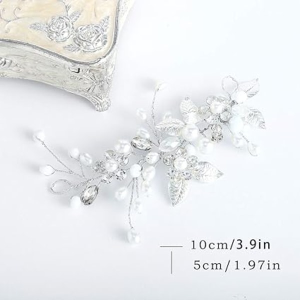 ##/(Silver) Silver Bröllops Kristall Hårviner Blomsterblad Huvudbonader Bröllopshårtillbehör För Brud##/