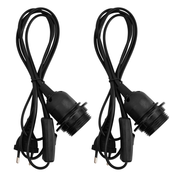 2 x E27 uttag (svarta) med strömbrytare, E27 pendellampauttag med