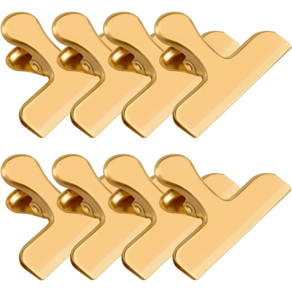 spånklämmor i guld, 8-pack spånklämmor i rostfritt stål, spånklämmor B