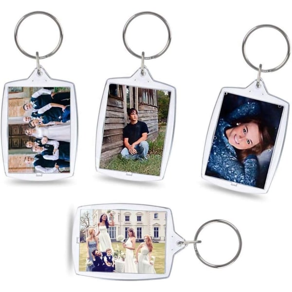 25PCS (60x32mm) Photo Keychains, Transparent Photo Keyring DIY C