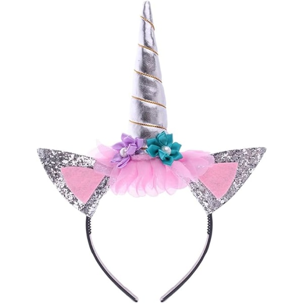 Unicorn Headband with Flowers Halloween Hat Fancy Dress Felt Hea