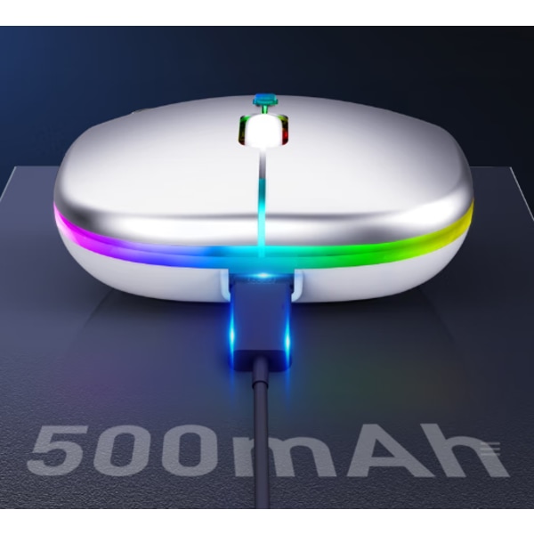 Genopladelig Trådløs Mus, 7 Farver Baggrundsbelyst Mus med 2.4GHz