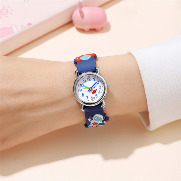Barneklokke (blå, astronaut), vanntett armbåndsur for barn Quar