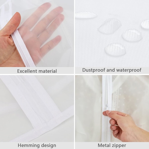 Plastpåsar för kläder, 10-pack, dammskyddande med dragkedja