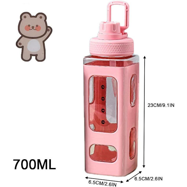 Vesipullo 700ml pillillä - pinkki, urheiluvesipullo