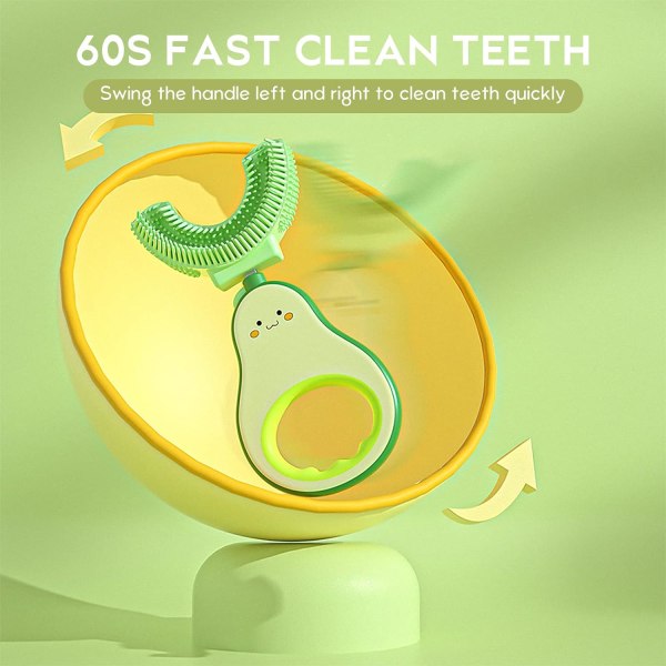 360° mjuk och säker U-formad tandborste för barn, söt intressen