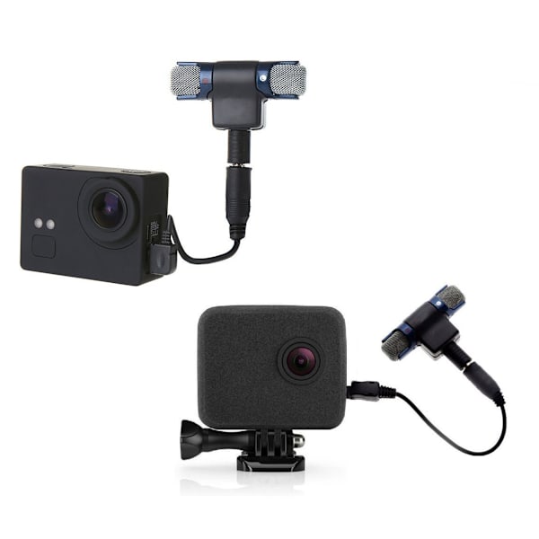##/Mini Stereo Mikrofon Sportkamera Adapterkabel Extern 3,5 mm Stereo Mikrofon med Förgylld Kontakt för PC Laptop Kamera Svart och Silver##/
