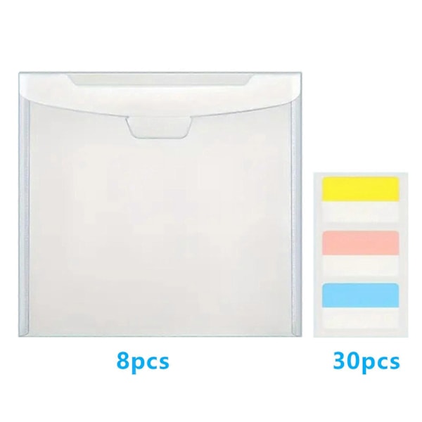 Kuvert Mappe Scrapbog Papir Organizer med Klæbende Indeksfaner Vandtæt Klar Dokument Organizer Opbevaringstaske 8pcs