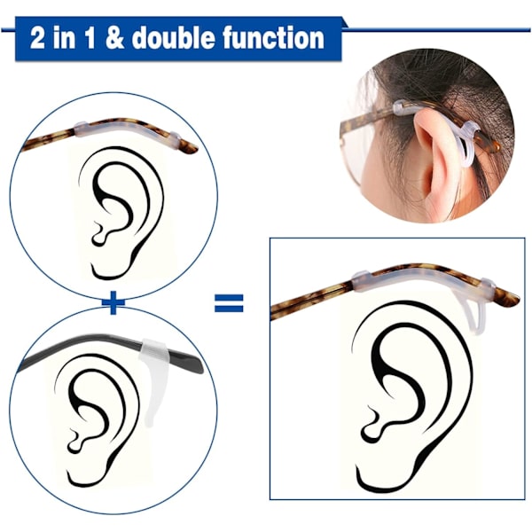 Glass Ear Grips, 6 Par Glassøreklemmer med krok Anti-Skli