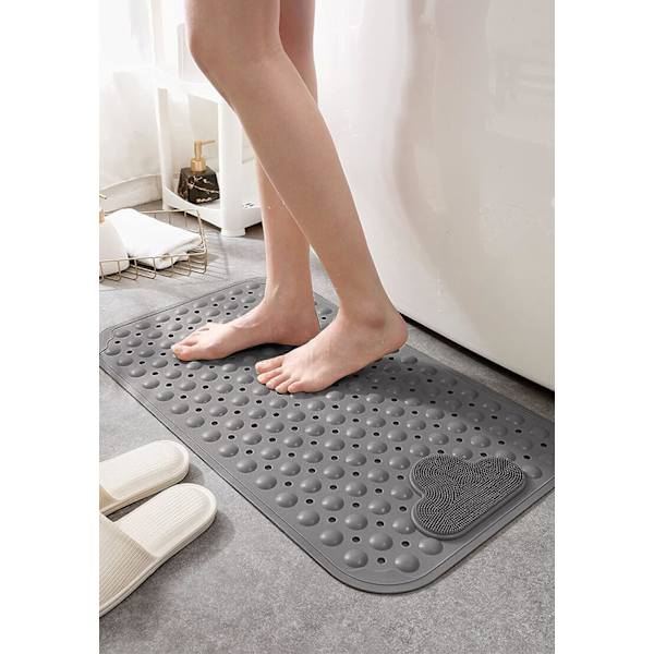 TPE baderomsmatte med sklisikker sugekopp, grå, 50*80cm