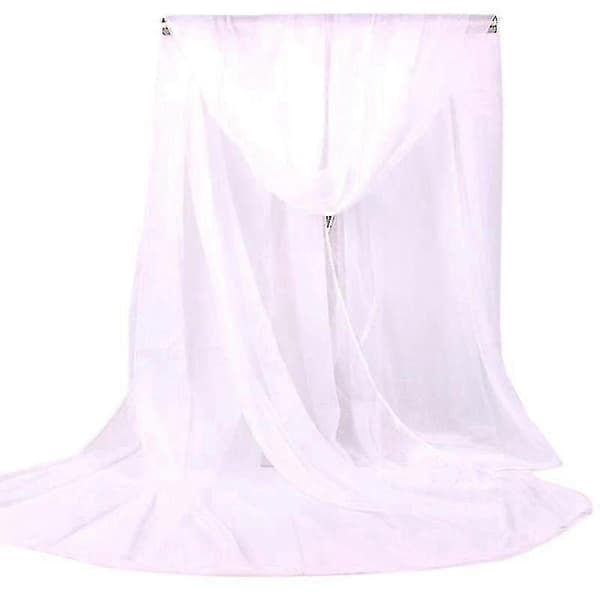 Langt, blødt omslagssjal til kvinder, chiffon silke, afslappet tørklæde, sjaler, stolaer White