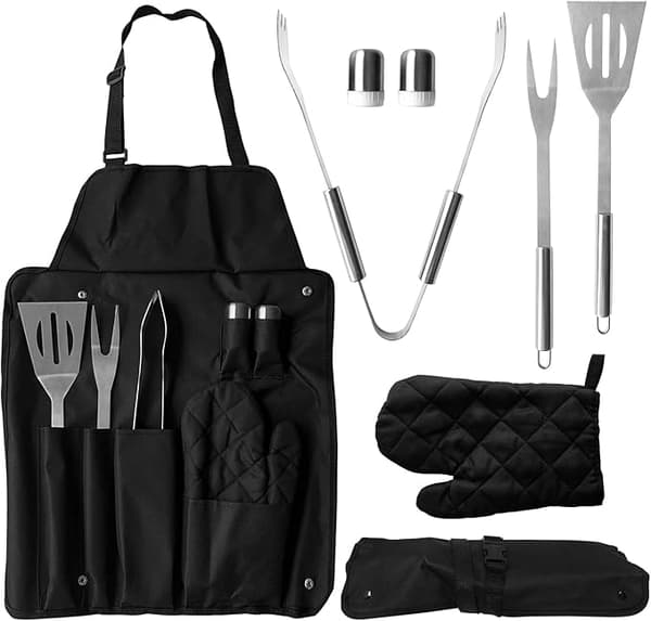 7-delt Grillkit med INOX Grillforklæde, Grillrist og