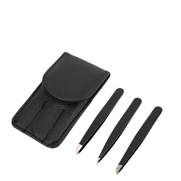 ##/Pincett 3 st Eyebrow Pincett Rostfritt Stål Pincett Hårfjerning Pincett med Fodral för Ansiktshår##/