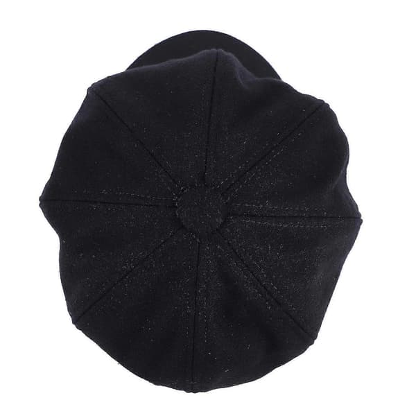 Baker Boy Cap Hatt For Kvinner Jente Bereter Franske Beanies Cap Hatter 8-panel Varm Ull Avisgutthelse Black