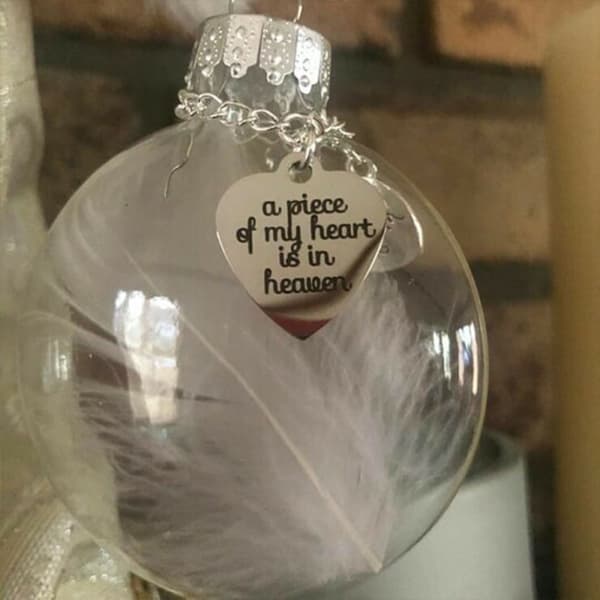 ##/Julgranshänge för mamma, hjärtaformad fjäder för älskare a##/