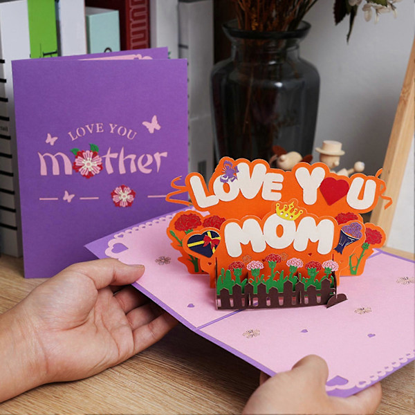 Glad Mors Dag 3D Grattiskort Färgglatt Brev Handgjort Flyg-ut Kort Mamma Fru Farmor Perfekt Gåva C