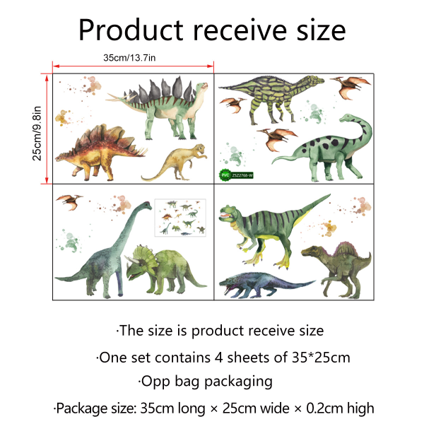Tejpad med tecknad dinosaurie för vägg, vardagsrum, sovrum