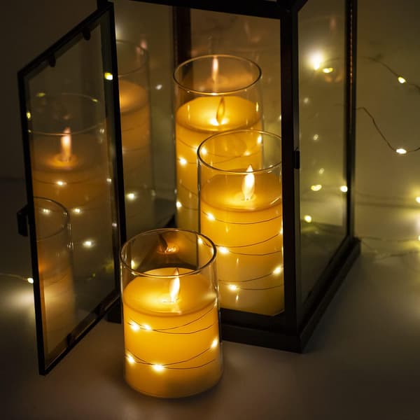 ##/Set med 3 blinkande LED-ljus, glasljus med fjärrkontroll ##/