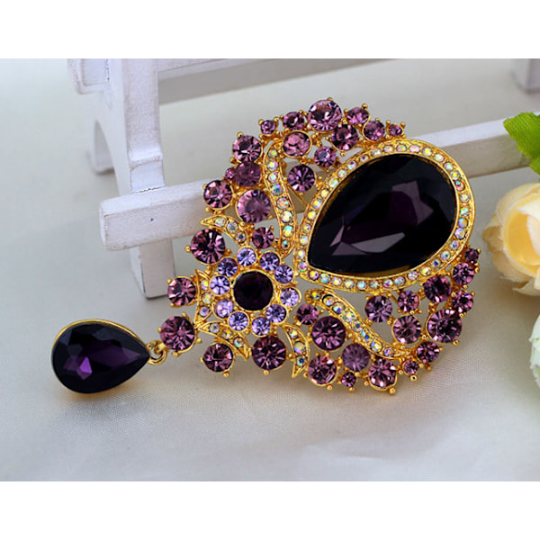 Mørk lilla krystal knapper broche, skjorte broche knapper, sikkerhed