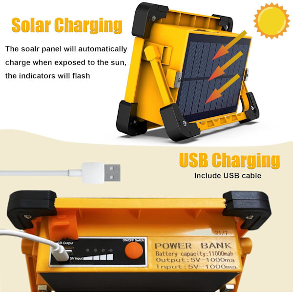 Laddningsbar LED-belysning, 30 LED Bärbar Solcellsdriven Floodlight