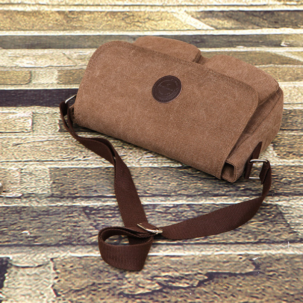 10 tums canvas axelväska (unisex brun), iPad messenger väska
