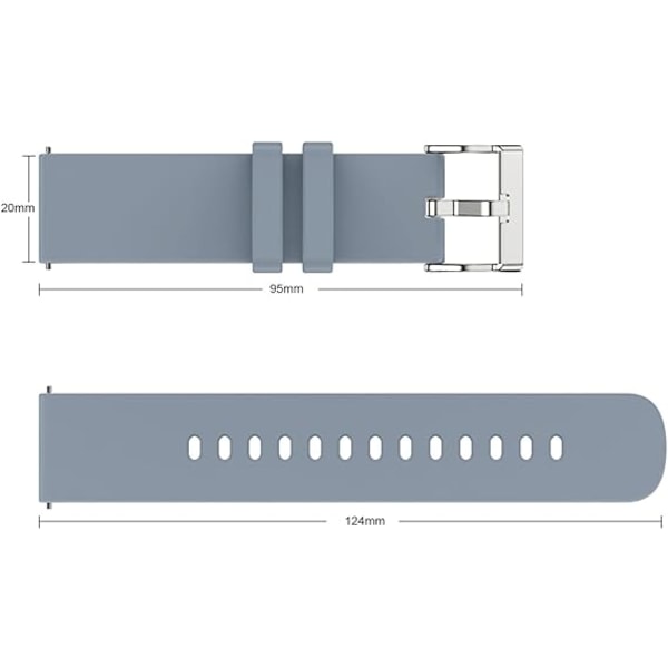 2 stk (Grå + Blå) 20mm Utbyttbar Rem for Smartklokke, Myk S