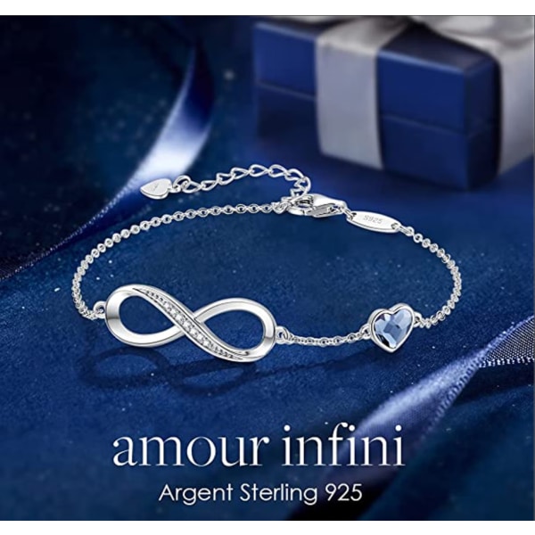 Infinity-armbånd i 925 sterling sølv for kvinner, justerbar for kvinner