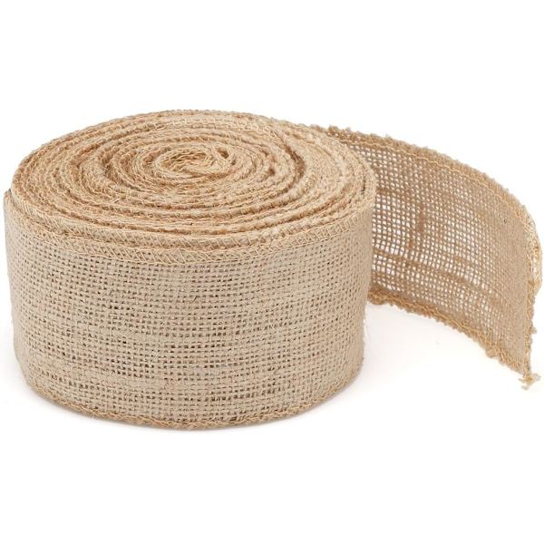 2 stykker naturjutebånd 6cm x 10m håndlavet linbånd