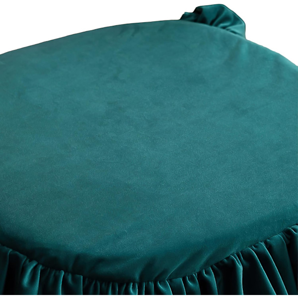 Blå velour stolhynde med flæsekanter