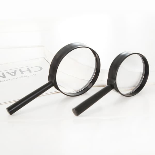 Bærbar lille forstørrelsesglas 2 stk. (diameter 60 mm, sort)