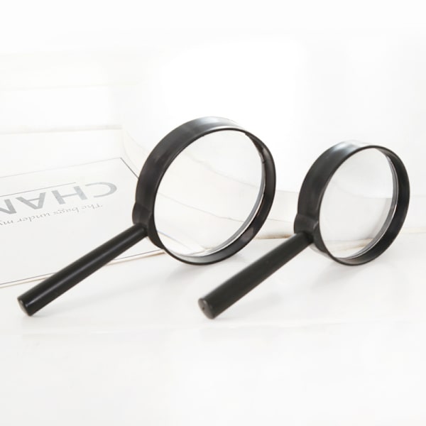 Bärbar liten förstoringsglas 2 stycken (diameter 50 mm, svart)