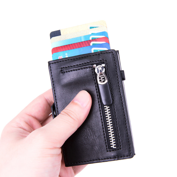 （Svart Läder）Stealth Wallet - Minimalistiska Plånböcker med Retracta