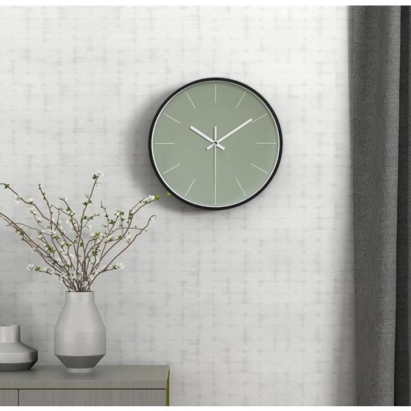 12 tommer grønn minimalistisk kvarts veggklokke for stue soverom