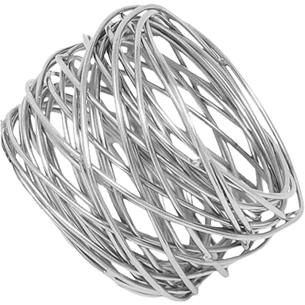 Runda servettringshållare i guldmesh (silver, 6 stycken), lämplig