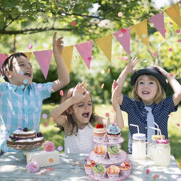 (30*35cm) Enhjørning Cupcake Stativ 3-trinns Papp Cupcake Stativ
