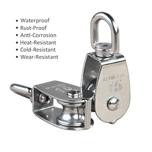 (M15 35kg) 1 st M15 Silver Enkel Hjulblock 304 Rostfritt Stål