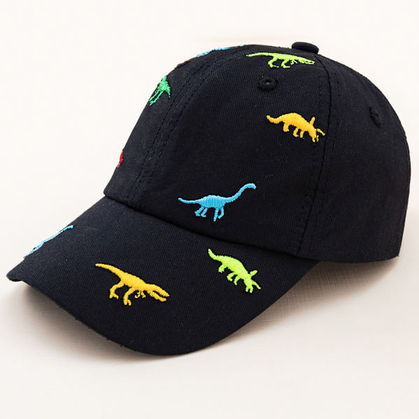 Svart solhatt for barn - Dinosaur Baseball Cap - Sommerjusterbar