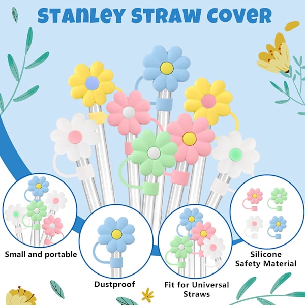 ##/8 stk, Universal Blomster Straw Caps (Diverse Farger), Søt Straw Cap##/