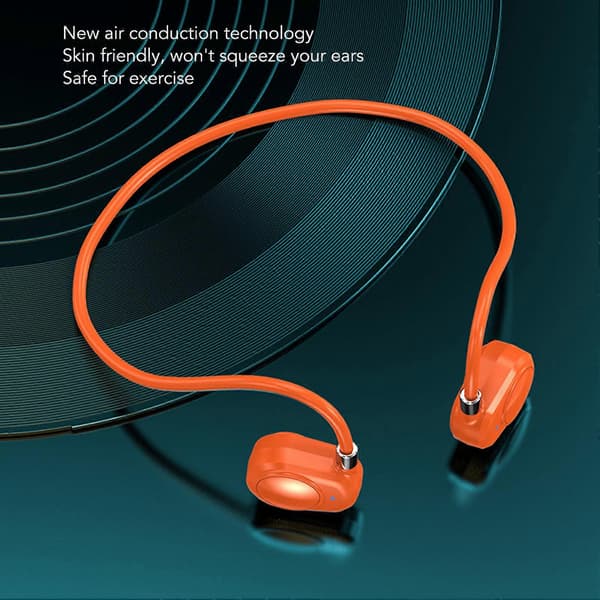 Bluetooth luftledningshodetelefon USB oppladbar lett trådløst headset for sportssykling oransje