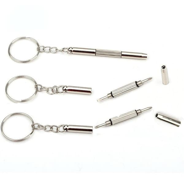 ##/4-pack Glasögonmejsel 3-i-1 Mini Mejsel Nyckelring för Glasögon Solglasögon Klockor##/