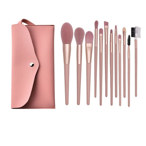 ##/12-delad rosa sminkborsteuppsättning##/