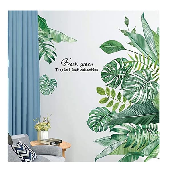 Tropiske planter veggklistremerker, avtakbare, vanntette, selvklebende