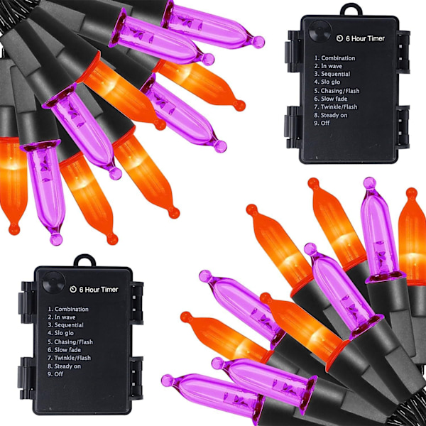 ##/Ulkovalaistus - Violetti Oranssit, 10M 100 LED Sähköketju##/