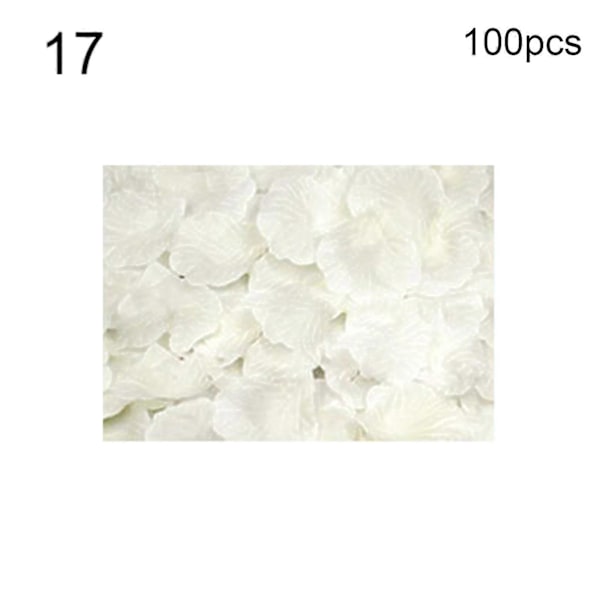 100 stk. Fake Blomster Romantiske Fargerike Stoff Kunstige Roseblomstblader til Bryllup 17