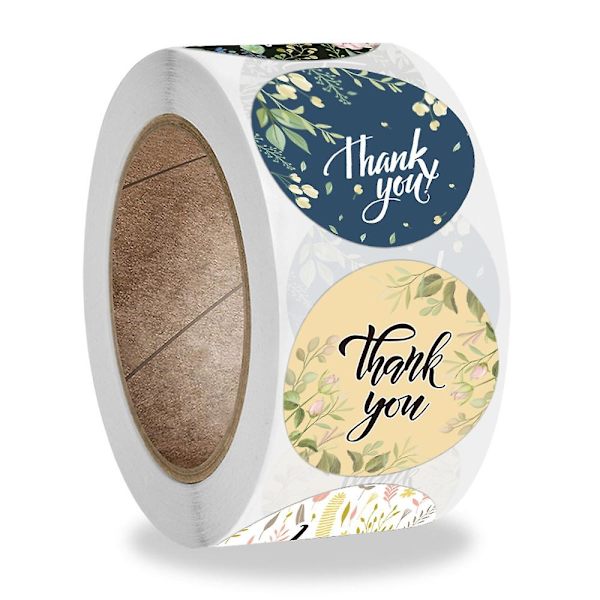 &4 Designs Blomster Takk Deg Klistremerke Forsegling Etiketter Julegave Dekorasjon Klistremerke For Pakke Papirvarer Stickerqy775-500pcs&