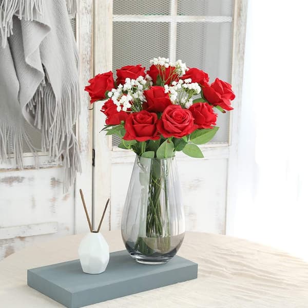 Kunstige Rose Silkeblomster Buket Hjem Kontor Bryllup Arrangement