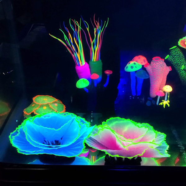 Dekorativ Harpikskorall for Akvarium - Glødende Effekt - Lilla
